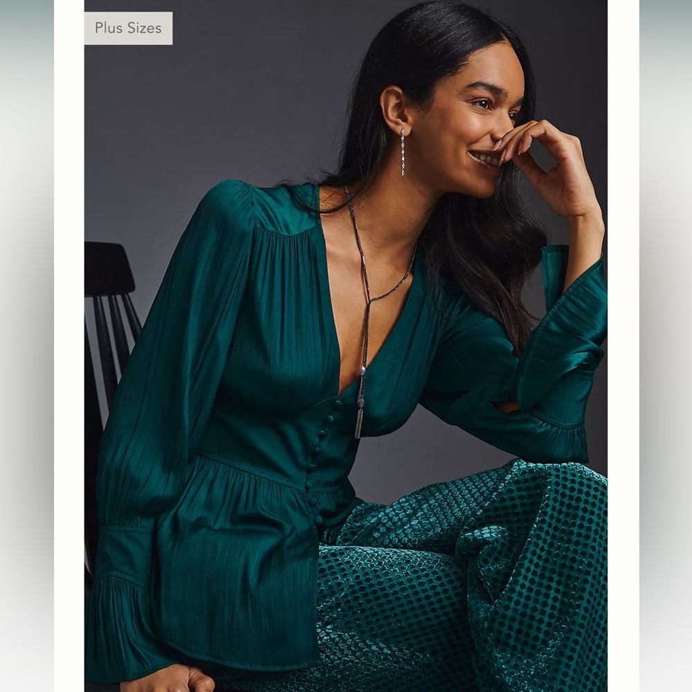 NWT Satin Button Up